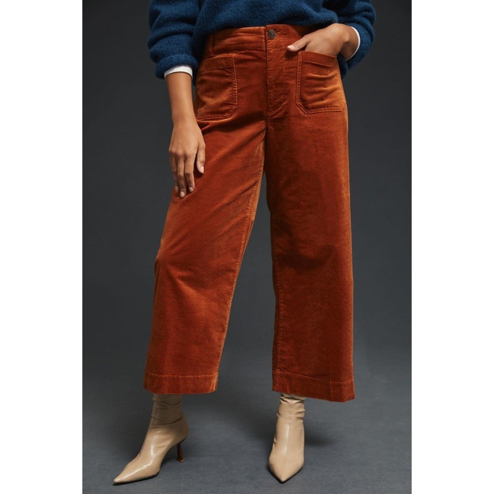 Maeve by Anthropologie The Colette Corduroy Wide Leg Pants Bronze 29 NEW